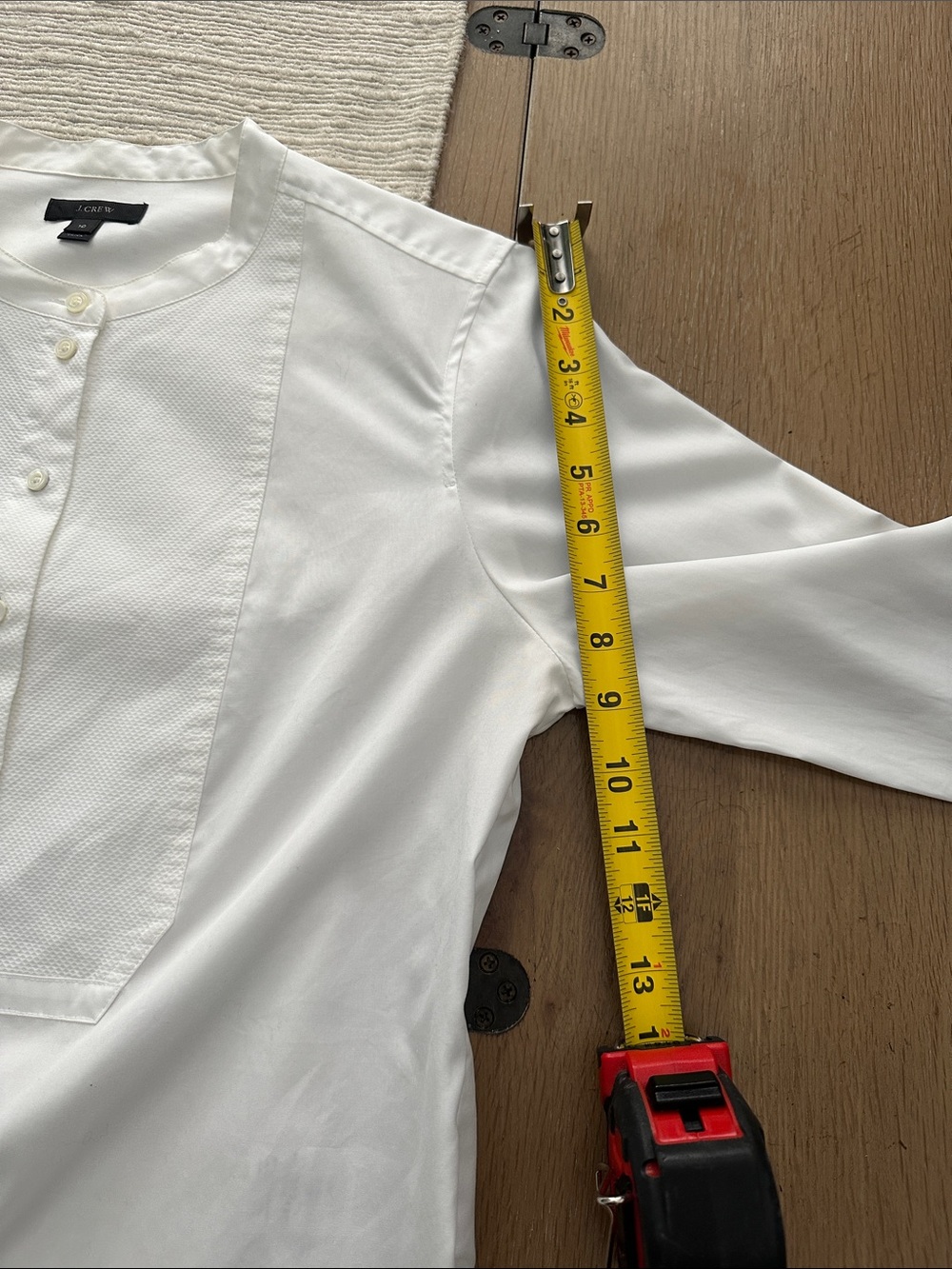J Crew White Tuxedo Button-Front Bib Tunic Top Shirt Blouse popover 10 M - Picture 10 of 12